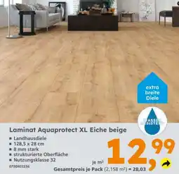 Globus Baumarkt Laminat Aquaprotect XL Eiche beige Angebot