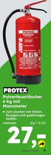 Globus Baumarkt PROTEX Pulverfeuerlöscher 6 kg mit Manometer Angebot