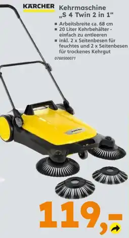 Globus Baumarkt KARCHER Kehrmaschine „S 4 Twin 2 in 1“ Angebot
