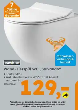 Globus Baumarkt PRIMASTER Wand-Tiefspül WC „Salvando“ Angebot