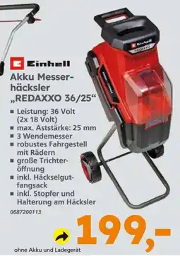 Globus Baumarkt Einhell Akku Messer-häcksler „REDAXXO 36/25“ Angebot