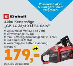 Globus Baumarkt Einhell Akku Kettensäge „GP-LC 36/40 Li BL-Solo“ Angebot