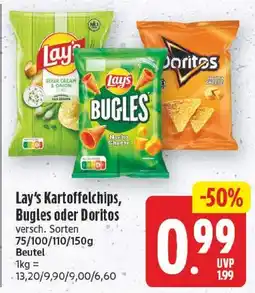 EDEKA Wucherpfennig Lay's Kartoffelchips, Bugles oder Doritos Angebot