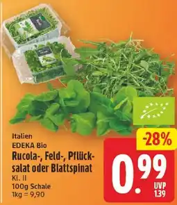 EDEKA Wucherpfennig EDEKA Bio Rucola-, Feld-, Pflücksalat oder Blattspinat Angebot