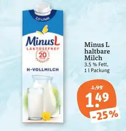 tegut Minus L haltbare Milch Angebot