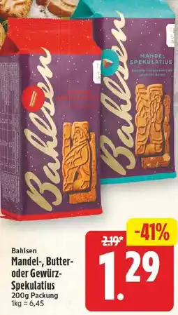 EDEKA Wucherpfennig Bahlsen Mandel-, Butter- oder Gewürz-Spekulatius Angebot