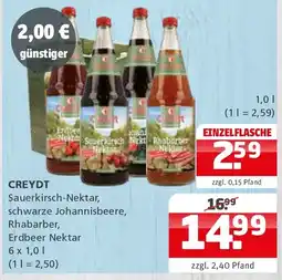 Getränke Quelle CREYDT Sauerkirsch-Nektar, schwarze Johannisbeere, Rhabarber, Erdbeer Nektar Angebot