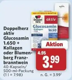 Combi Doppelherz aktiv Glucosamin 1.650 + Kollagen oder Blumenberg Franzbranntwein Angebot