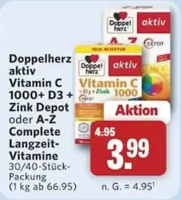 Combi Doppelherz aktiv Vitamin C 1000+ D3 + Zink Depot oder A-Z Complete Langzeit-Vitamine Angebot