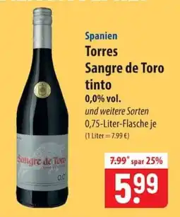 Famila Nord Ost Torres Sangre de Toro tinto Angebot