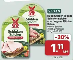 Famila Nord West Rügenwalder Vegane Schinkenspiker oder Vegane Mühlen Salami Angebot