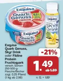 Famila Nord West Exquisa Quark Genuss, Skyr Drink oder Fitline Protein Fruchtquark Angebot