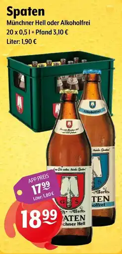 Getränke Hoffmann Spaten Münchner Hell oder Alkoholfrei Angebot