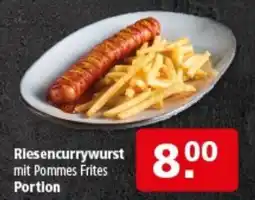 Multi Markt Riesencurrywurst mit Pommes Frites Portion Angebot