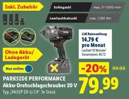 Lidl PARKSIDE PERFORMANCE Akku-Drehschlagschrauber 20 V Angebot