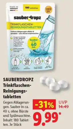 Lidl SAUBERDROPZ Trinkflaschen-Reinigungstabletten Angebot