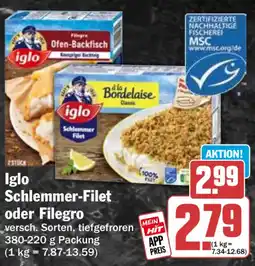 HIT iglo Schlemmer-Filet oder Filegro Angebot