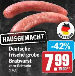 HIT Deutsche frische grobe Bratwurst vom Schwein Angebot