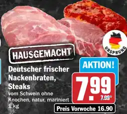 HIT HAUSGEMACHT Deutscher frischer Nackenbraten, Steaks Angebot