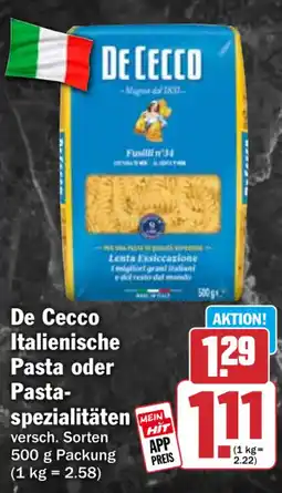HIT De Cecco Italienische Pasta oder Pasta-spezialitäten Angebot
