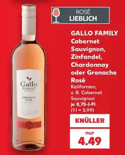 Kaufland GALLO FAMILY Cabernet Sauvignon, Zinfandel, Chardonnay oder Grenache Rosé Angebot