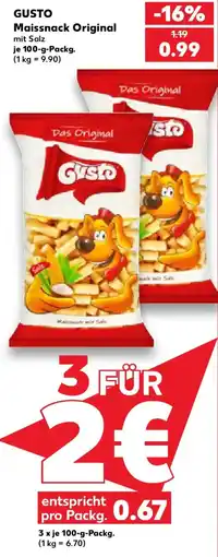 Kaufland GUSTO Maissnack Original mit Salz Angebot