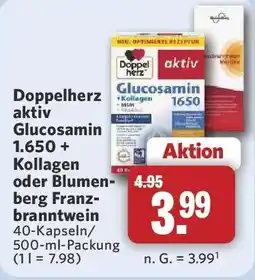 Combi Doppelherz aktiv Glucosamin 1.650 + Kollagen oder Blumenberg Franzbranntwein Angebot