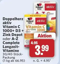 Combi Doppelherz aktiv Vitamin C 1000+ D3 + Zink Depot oder A-Z Complete Langzeit-Vitamine Angebot