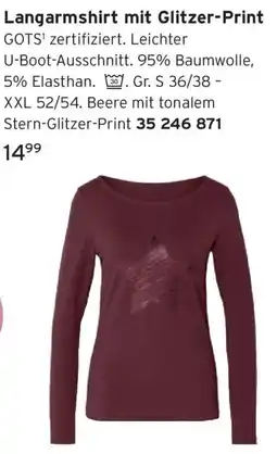 Tchibo Langarmshirt mit Glitzer-Print Angebot