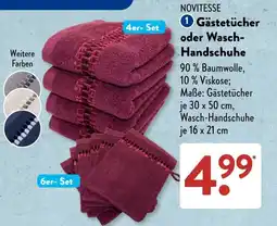 Aldi Süd NOVITESSE Gästetücher oder Wasch-Handschuhe Angebot