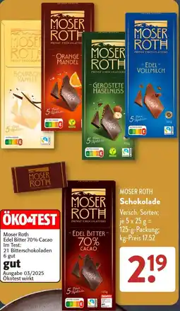 Aldi Süd MOSER ROTH Schokolade Angebot