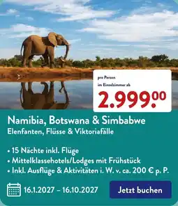 Aldi Süd Namibia, Botswana & Simbabwe Elenfanten, Flüsse & Viktoriafälle Angebot