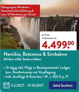 Aldi Süd Namibia, Botswana & Simbabwe Afrikas wilde Seele erleben Angebot