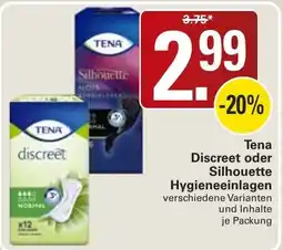 WEZ Tena Discreet oder Silhouette Hygieneeinlagen Angebot