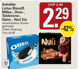 WEZ Schöller Lotus Biscoff, Milka-, Oreo-, Toblerone-, Daim-, Nuii Eis Angebot