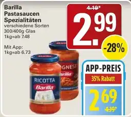WEZ Barilla Pastasaucen Spezialitäten Angebot