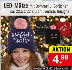 Zimmermann LED-Mütze mit Bommel u. Sprüchen Angebot
