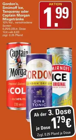 WEZ Gordon's, Smirnoff Ice, Tanqueray oder Captain Morgan Mixgetränke Angebot