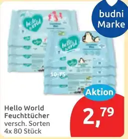 Budni Hello World Feuchttücher Angebot