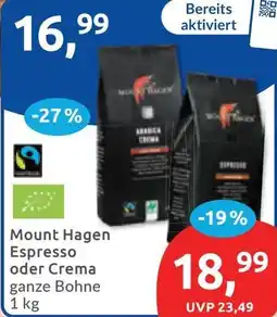 Budni Mount Hagen Espresso oder Crema ganze Bohnen Angebot