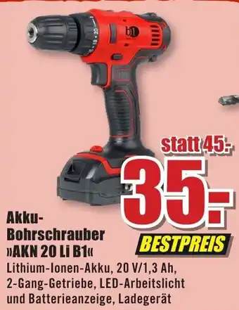 B1 Discount Baumarkt B1 Akku-Bohrschrauber | AKN 20 Li B1 Angebot