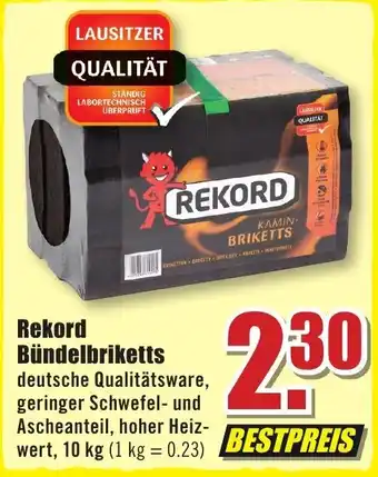 B1 Discount Baumarkt Rekord Bundelbriketts 10kg Angebot