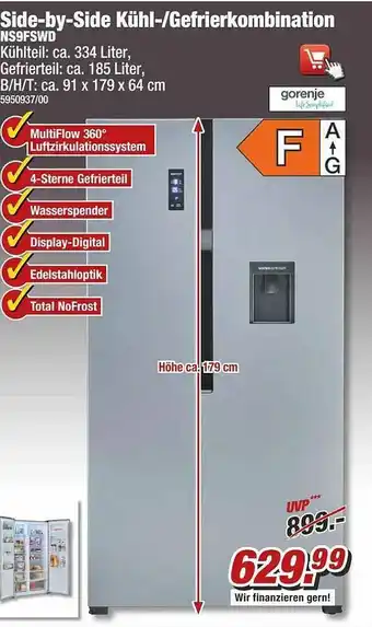 Poco Side-by-side Kühl- Gefrierkombination Ns9fswd Angebot