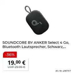 MediaMarkt SOUND CORE BY ANKER Select 4 Go, Bluetooth Lautsprecher, Schwarz Angebot