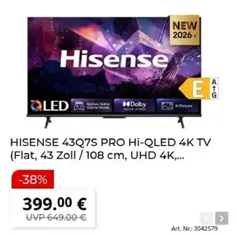 HISENSE 43Q7S PRO Hi-QLED 4K TV