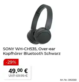MediaMarkt SONY WH-CH535, Over-ear Kopfhörer Bluetooth Schwarz Angebot