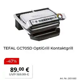 MediaMarkt TEFAL GC705D OptiGrill Kontaktgrill Angebot