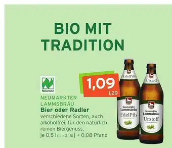 Naturgut Bier Oder Radler Neumarkter Lemmsbräu Angebot