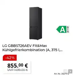 MediaMarkt LG GBBS726AEV Fit&Max Kühlgefrierkombination Angebot