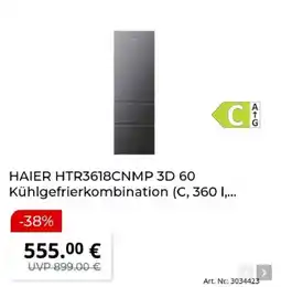 MediaMarkt HAIER HTR3618CNMP 3D 60 Kühlgefrierkombination Angebot